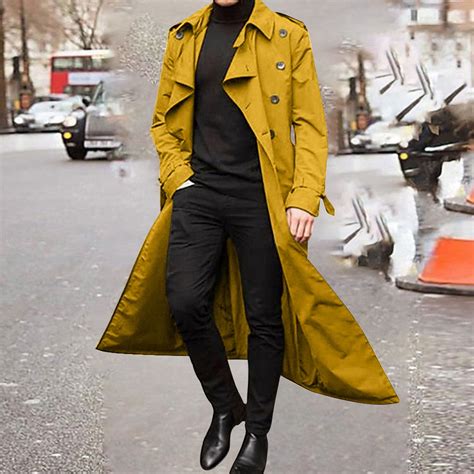 Augper Men S Winter Fashion Long Trench Coat Double Breasts Warm Lapel