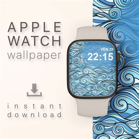 Waves Smartwatch Wallpaper Blue Swirl Apple Watch Face Art Etsy