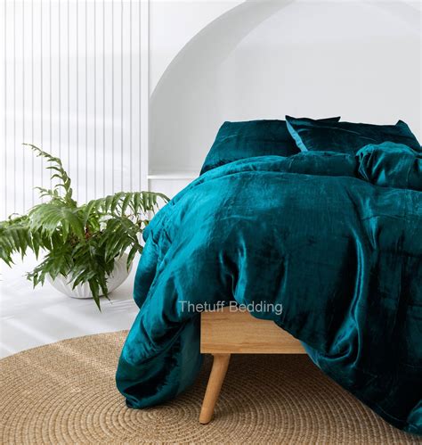 Teal Blue Ultra Luxe Velvet Duvet Cover Boho Uo Bedding Etsy