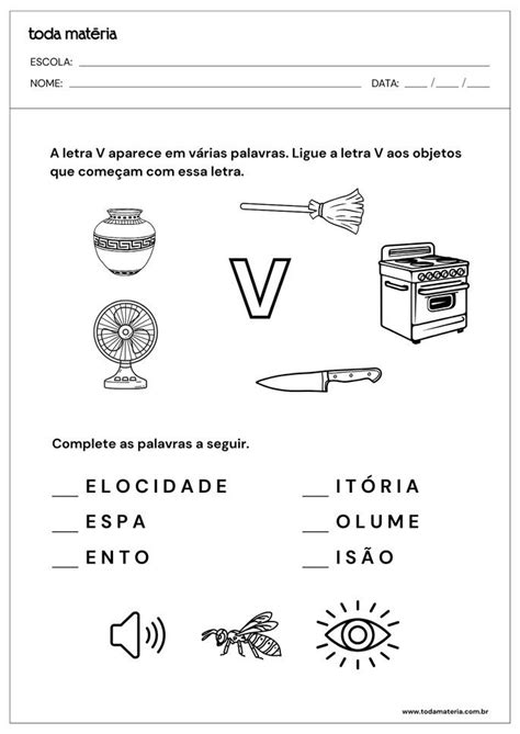 Atividades com a letra V para Educação Infantil (para imprimir) - Toda Matéria