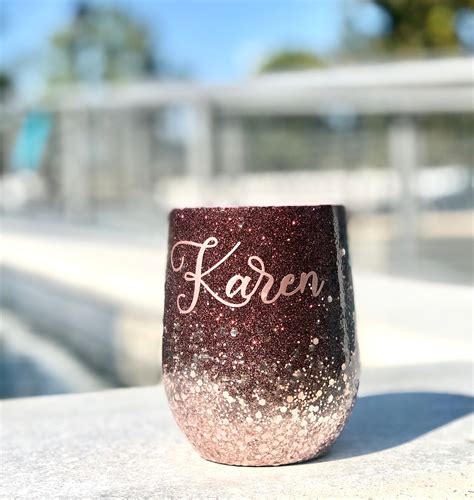 Glitter Wine Tumbler Ombré Tumbler Personalized Tumbler Etsy