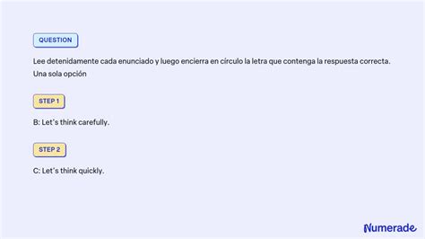 Solved Lee Detenidamente Cada Enunciado Y Luego Encierra En C Rculo La