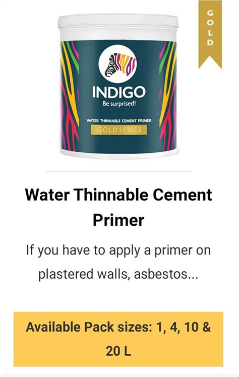 Indigo Water Thinnable Cement Primer Gold Series Ltr At