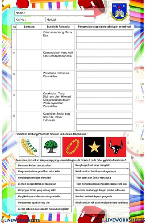 Pengamalan Pancasila Online Worksheet Kindergarten Reading Worksheets English Worksheets For