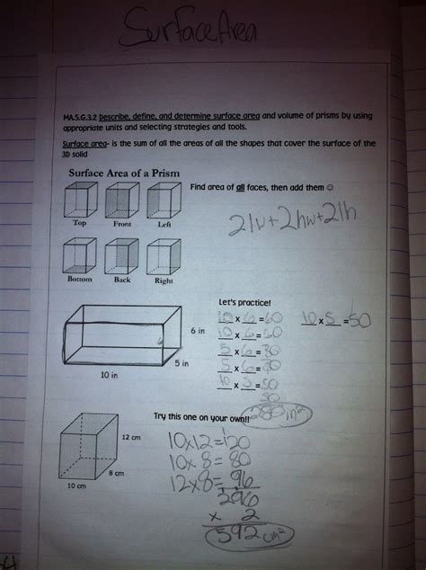 Surface Area 5th Grade