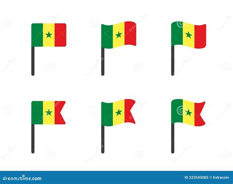 Senegal Flag Icon Set Flag Of The Republic Of Senegal Symbols Stock