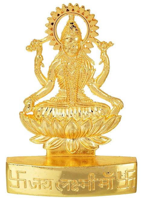 Kesar Zems Golden Plated Goddess Laxmi Lakshmi Idol Statue Gift Items