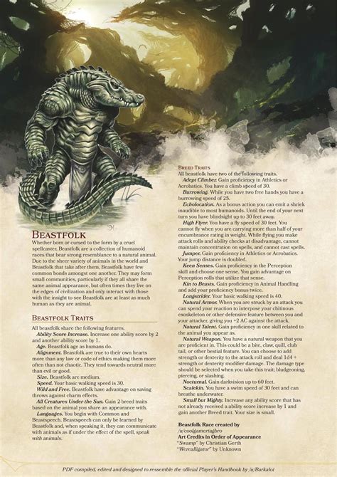 Dnd 5e Homebrew Beastfolk Race By Coolgamertagbro ” Dnd 5e Homebrew