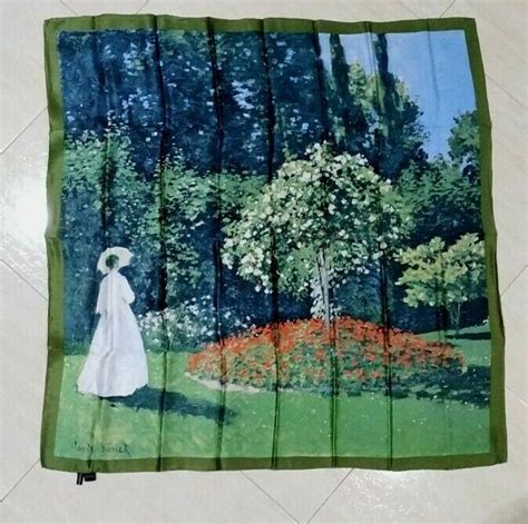 Vintage Scarf Claude MONET Woman In The Garden Saint Gem