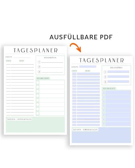 Tagesplan Vorlage Zum Ausdrucken Tagesplaner Druckbar Ausf Llbar Pdf