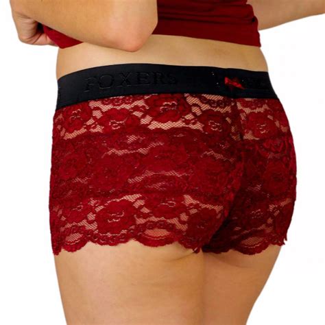 Dark Red Lace Boxers For Women Foxers Fxbxr 1901l