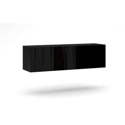 Meuble Tv Suspendu Vivo Cm Noir Noir Brillant Style Moderne