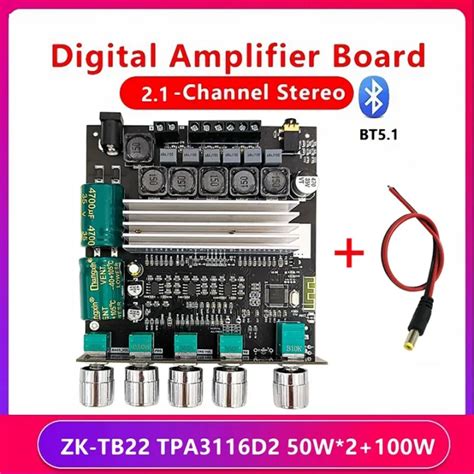 ZK TB22 2 1 Channel Bluetooth Audio Amplifier Board With DC Cable