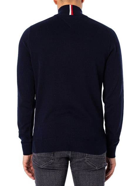 Tommy Hilfiger Pima Organic Cashmere Zip Mock Knit Desert Sky Standout