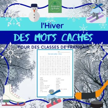 l Hiver Des mots cachés French winter themed word search TPT