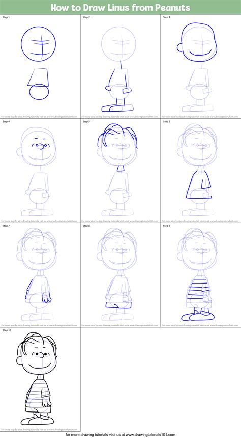 How To Draw Linus From Peanuts Printable Step By Step Drawing Sheet