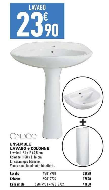 Promo Ondee Ensemble Lavabo Colonne Chez Brico Cash Icatalogue Fr