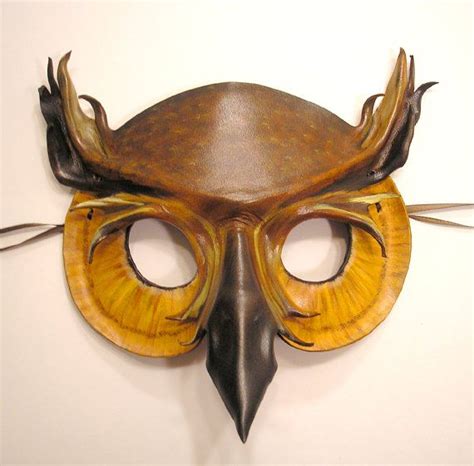 Great Horned Owl Leather Mask Halloween Is Coming Get Your Etsy Owl