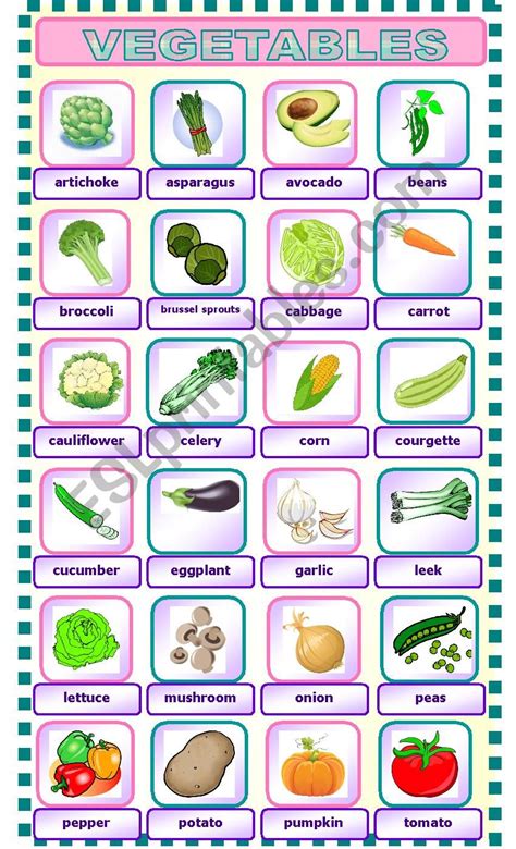 VEGETABLES - ESL worksheet by catyli