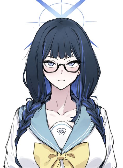 Safebooru 1girl Absurdres Black Framed Eyewear Blue Archive Blue Eyes