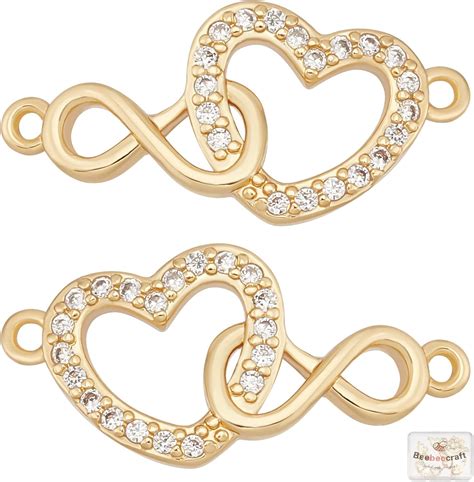 Amazon Beebeecraft Pcs Box Heart Links K Gold Plated Heart