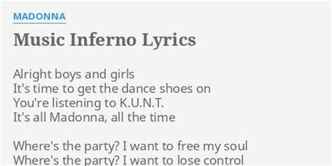 "MUSIC INFERNO" LYRICS by MADONNA: Alright boys and girls...