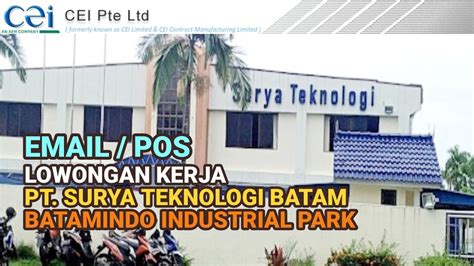 Pt Surya Teknologi Lowongan Kerja Batam Hari Ini Info Loker Batam Muka