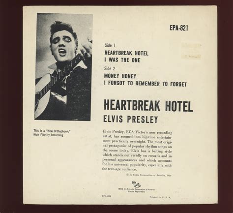 Elvis Presley - Heartbreak Hotel on RCA EPA 821 Rare Orange Label EP 4