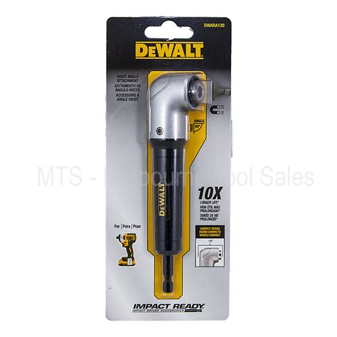 DEWALT RIGHT ANGLE DRILL ATTACHMENT IMPACT READY 90 DEGREE DWARA120