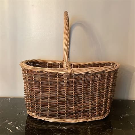 Unbranded Accents Large Oval Wicker Basket Handwoven Rustic Picnic