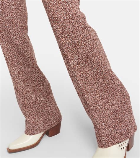 Mid Rise Wide Leg Tweed Pants In Multicoloured Chloe Mytheresa