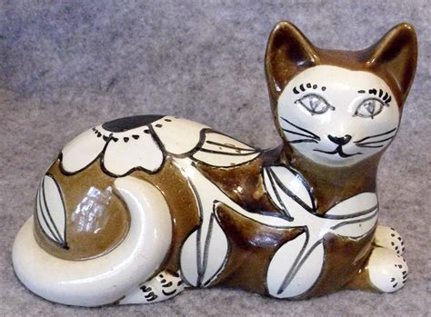 Vintage Italian Italy Hand Made Painted Ceramic Pottery Cat Sculpture