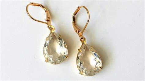 Clear Crystal Drop Earrings Crystal Teardrop Earrings Etsy