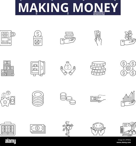 Making Money Line Vector Icons And Signs Profit Invest Save