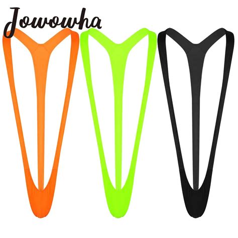 Mens One Piece Swimsuit Mankini Thong Sissy Lingerie Stretchy Deep V Neck Lingerie Open Butt