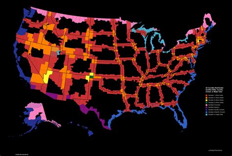 US counties that border another state, country, ocean, or major lake ...