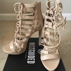 Missguided Shoes Missguided Platform Lace Up Nude Heels Poshmark