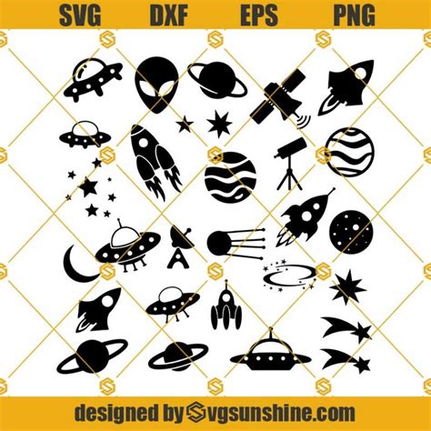 Set Of 29 Space Elements Svg Space Svg Cutting Files Ufo Svg Space