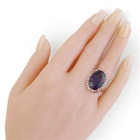 Vintage Style Oval Amethyst Ring In Yellow Gold New York Jewelers Chicago