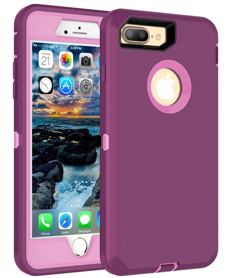 Mxx Iphone 8 Plus Heavy Duty Protective Case With Screen Protector 3 Layers Rugged Rubber