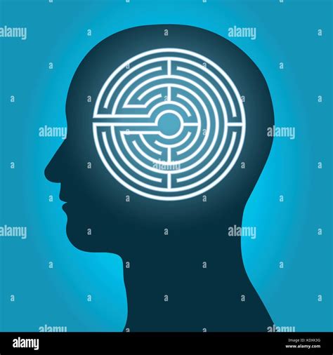 Head With Mind Maze Labyrinth Depicting Meditation Vector