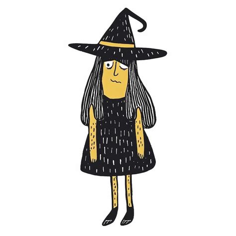 Premium Photo A Drawing Of A Woman Wearing A Witch Hat