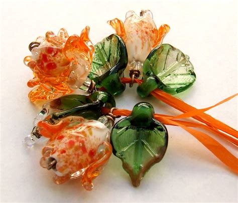 Lampwork Glass Flower Beads For Jewelry Making A Romantic Etsy