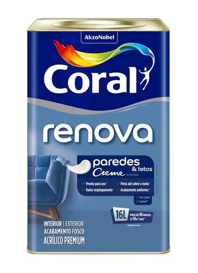 Tinta Acrílica Premium Renova Paredes e Tetos Coral Lata 16 Litros