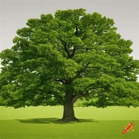 Big Lush Green Oak Tree With Visable Branches High Definition