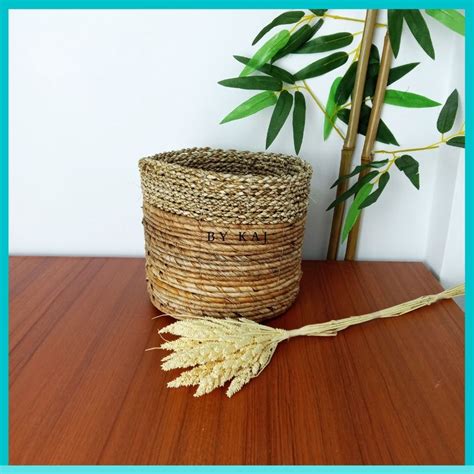 Jual Keranjang Seagrass Cover Pot Set Isi Anyaman Seagrass Pot