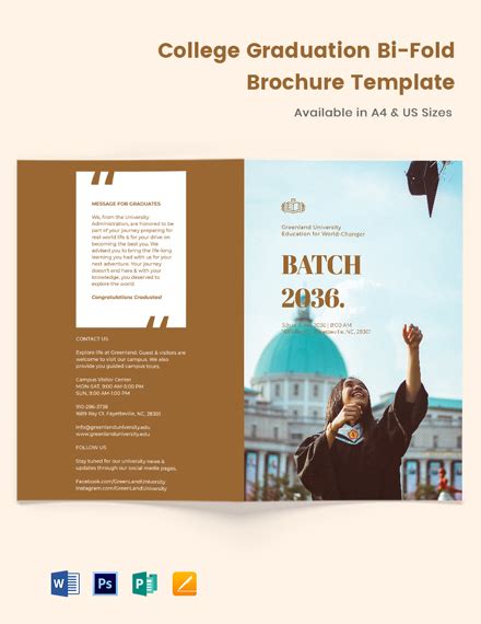 Free Elegant Graduation Ceremony Bi Fold Brochure Template Psd Word