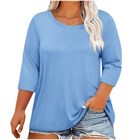 Hot Days Bold Styles Olyvenn Plus Size Tops For Women Sleeve Round Neck Tunic Tops Loose