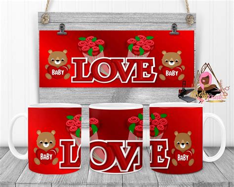 Valentines Day Mug Sublimation 11oz Coffee Mug Png Files Sublimation Template Jpeg Mug Wrap