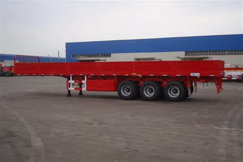 Tri Axle Compartment Side Wall Cargo Truck Semi Trailer 80 Tons Side